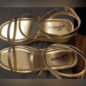 Liliana Gold Wedge Sandals